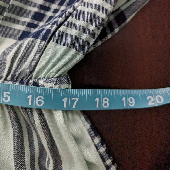 Lane Bryant Blue Plaid/Flannel Cinched Waist dress top size 14 - Picture 9 of 11